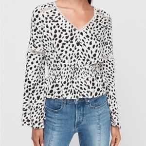 EXPRESS Plunging  V-Neck Animal Print Top